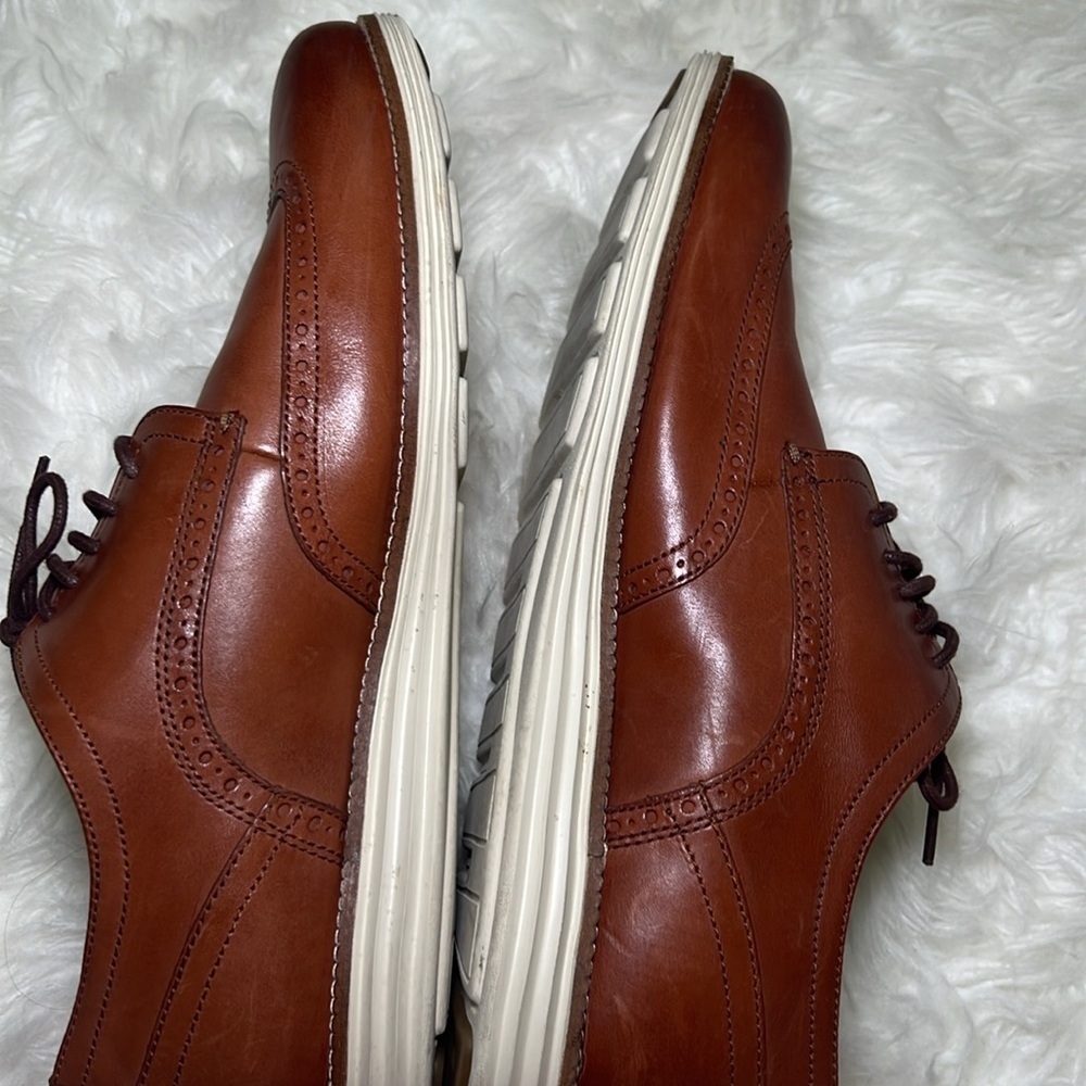 Cole Haan Men's Size US 13 M Grand.OS Brown Leather Wingtip Oxford Shoes C26471 - Picture 6 of 6